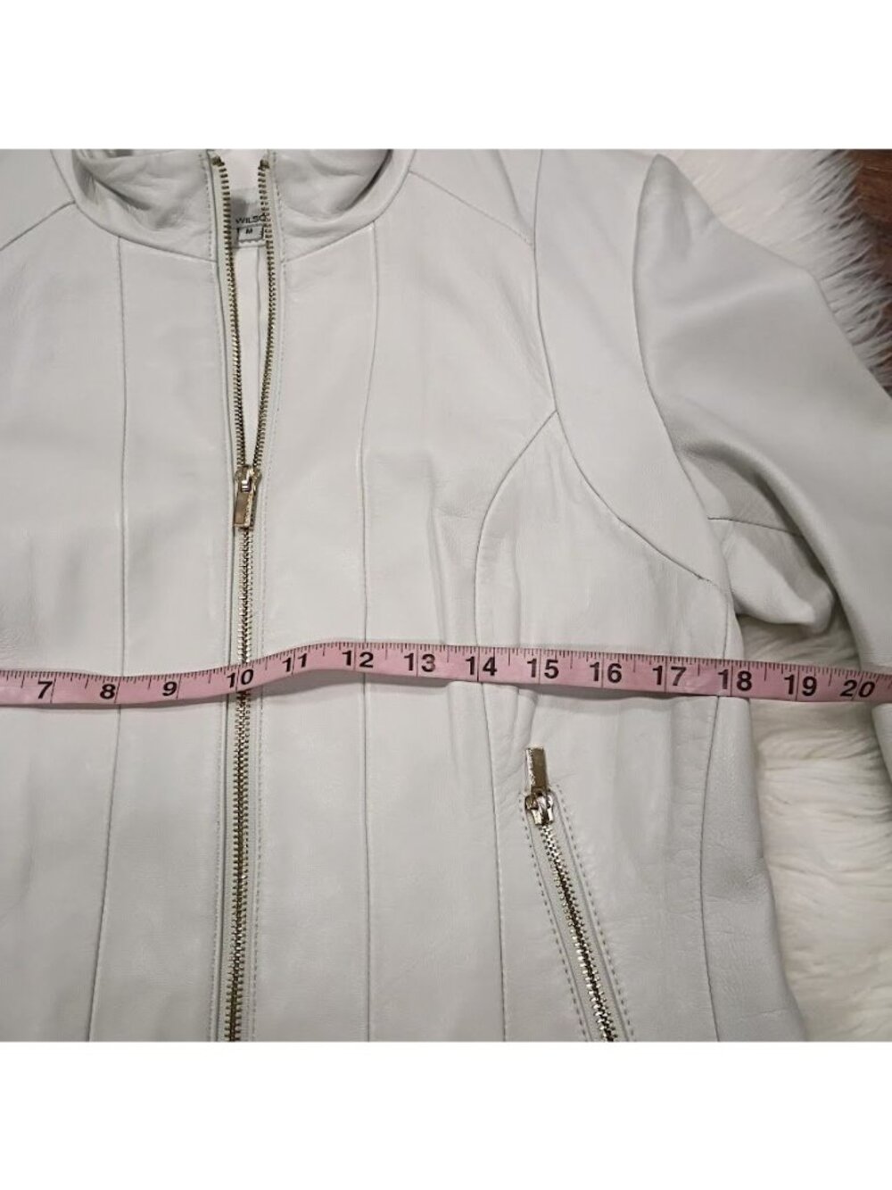 Wilsons Leather M Buttersoft Womens Slate White Clean Preppy Jacket Zip Pockets - Picture 9 of 16